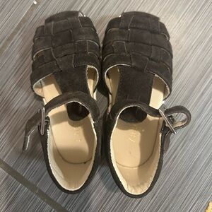 Little Eric brown leather fisherman Sandals with Buckle